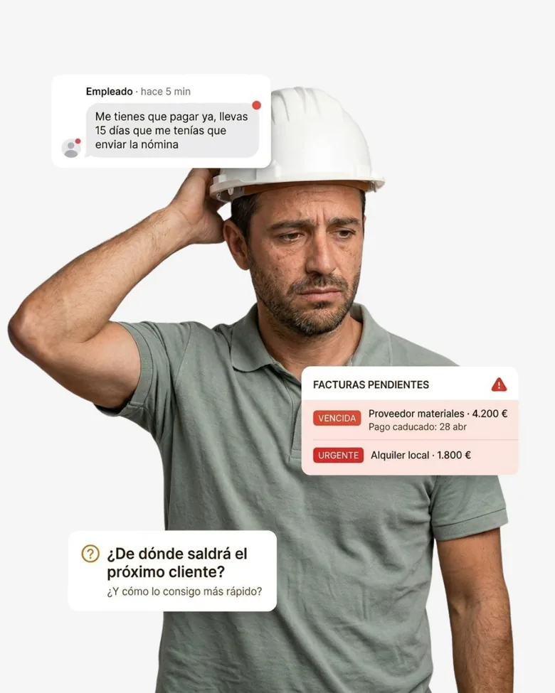 Profesional de reformas preocupado por facturas pendientes y falta de clientes